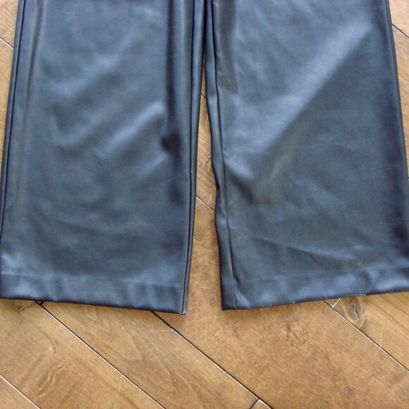 Zara Black Faux Leather Wide Leg Pants High Waist Office Party Holiday NEW  XS - Picture 12 of 15
